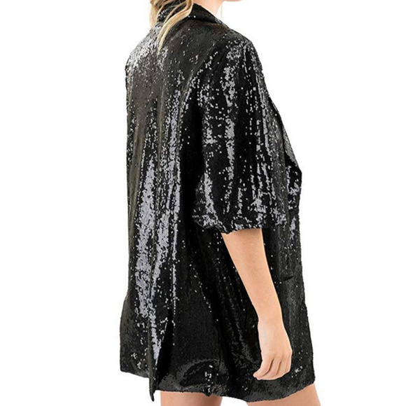 ❤LAST 1- BLACK SEQUIN BLAZER - Picture 4 of 4